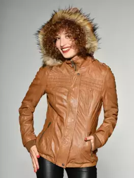 Кожаная куртка МУСТАНГ "Лелу" Mustang, цвет Camel