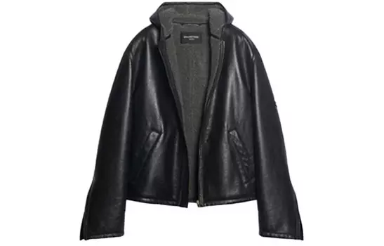 Кожаная куртка мужская черная Balenciaga, черный