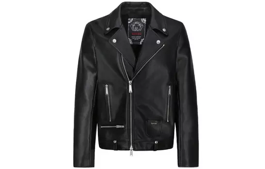 Кожаная куртка мужская черная Evisu, черный