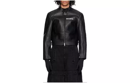 Кожаная куртка мужская черная Vetements, черный