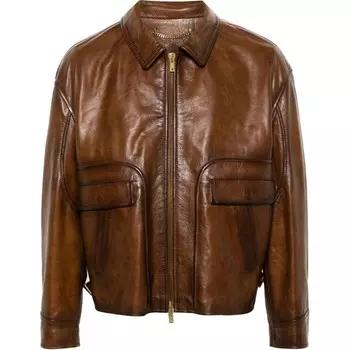 Кожаная куртка мужская коричневая Golden Goose, коричневый