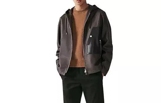 Кожаная куртка мужская темно-коричневая Hermes, коричневый