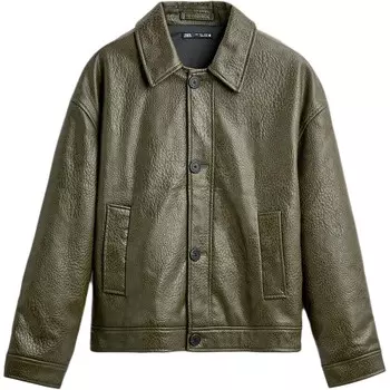 Кожаная куртка мужская Zara, черный