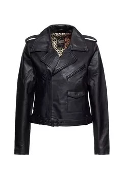 Кожаная куртка на леопардовой подкладке Marlon QUEEN KEROSIN, черный