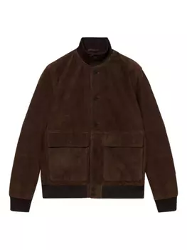 Кожаная куртка на молнии Brooks Brothers, коричневый