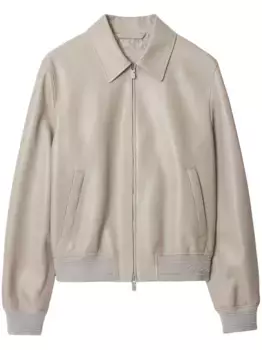 Кожаная куртка на молнии BURBERRY, нейтральный