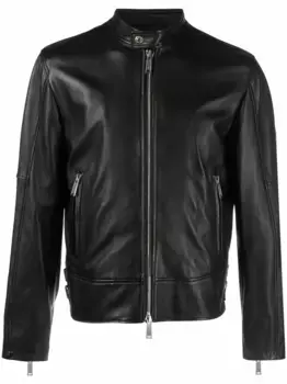 Кожаная куртка на молнии DSQUARED2, черный