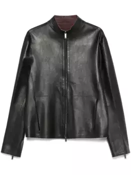 Кожаная куртка на молнии EMPORIO ARMANI, черный