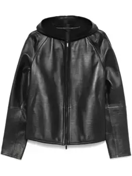 Кожаная куртка на молнии EMPORIO ARMANI, черный