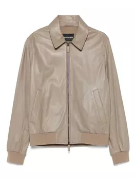 Кожаная куртка на молнии Emporio Armani, коричневый