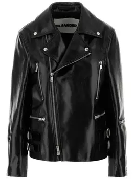 Кожаная куртка на молнии Jil Sander, черный