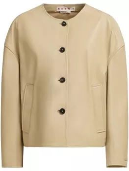 Кожаная куртка на молнии Marni, нейтральный цвет
