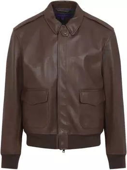 Кожаная куртка на молнии Ralph Lauren Purple Label, коричневый