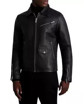 Кожаная куртка на молнии во всю длину KARL LAGERFELD PARIS, цвет Black