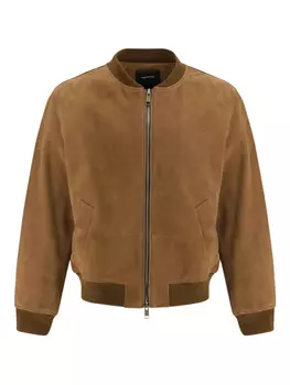 Кожаная куртка на молнии Yves Salomon, коричневый