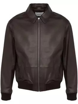 Кожаная куртка на молнии Yves Salomon, коричневый