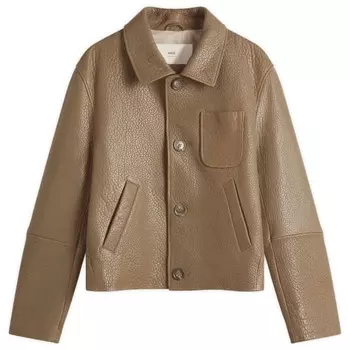 Кожаная куртка на пуговицах Ami Paris, серый