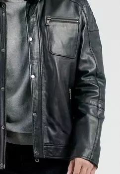 Кожаная куртка NO N4ME, черный