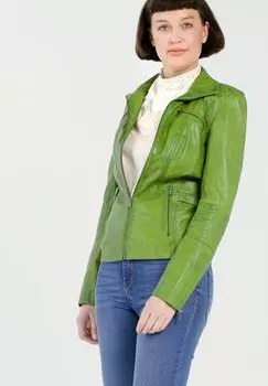 Кожаная куртка NO N4ME, зеленый