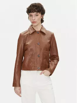 Кожаная куртка обычного кроя Hillary PL402542 Pepe Jeans, коричневый