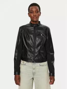 Кожаная куртка обычного кроя W4YL04 WE480 Guess, черный