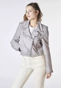 Кожаная куртка OLIVIA BIKER Bolongaro Trevor, светло-серый