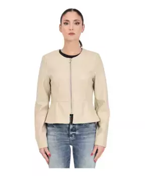 Кожаная куртка Only, бежевый
