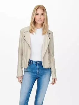 Кожаная куртка ONLY, бежевый