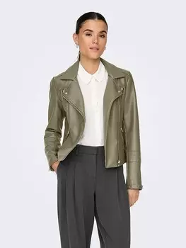 Кожаная куртка ONLY, хаки