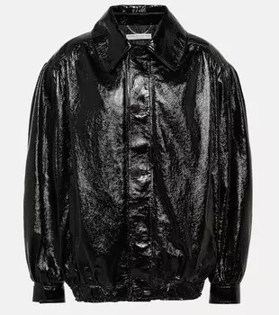 Кожаная куртка оверсайз ALESSANDRA RICH, черный