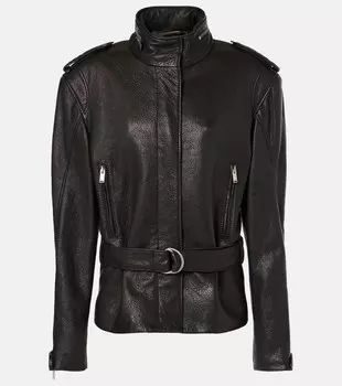 Кожаная куртка оверсайз Saint Laurent, черный