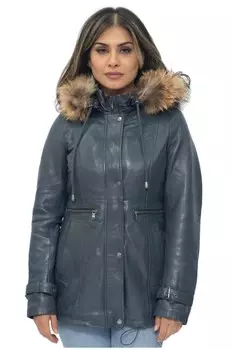 Кожаная куртка-парка с капюшоном путянь Infinity Leather, синий