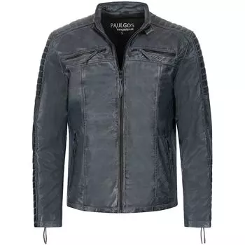 Кожаная куртка PAULGOS bergangsjacke Biker Look Echtleder D1, серый