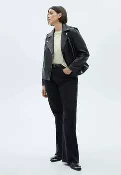 Кожаная куртка PERFECT Mango, черный