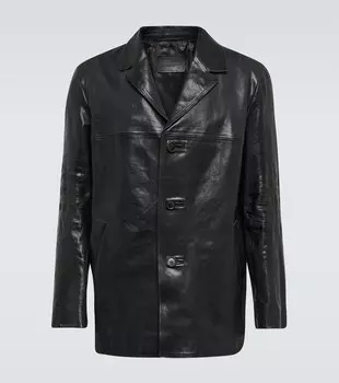 Кожаная куртка по фигуре Prada, черный