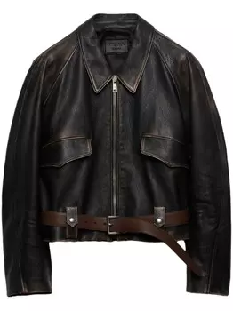 Кожаная куртка Prada, черный