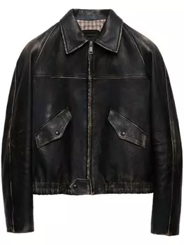 Кожаная куртка Prada, черный