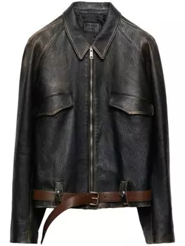 Кожаная куртка Prada, черный