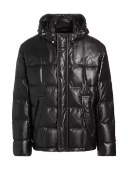 Кожаная куртка-пуховик Плонге Brett Johnson, черный