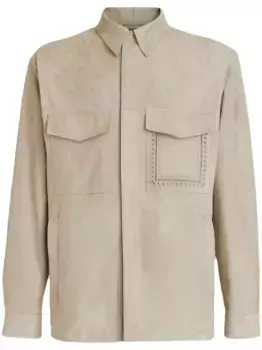 Кожаная куртка-рубашка ETRO, нейтральный