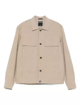 Кожаная куртка-рубашка Zegna, нейтральный