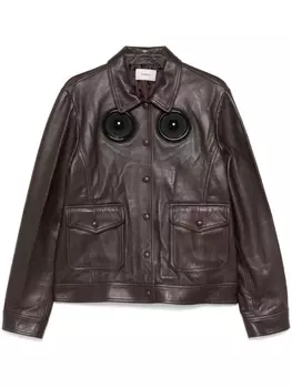 Кожаная куртка с аппликацией Coperni, коричневый