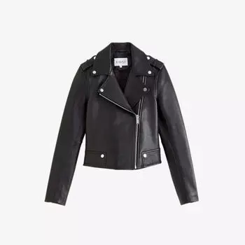 Кожаная куртка с байкерским воротником Claudie Pierlot, черный