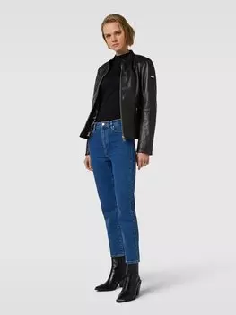 Кожаная куртка с декоративной строчкой Cabrini, черный