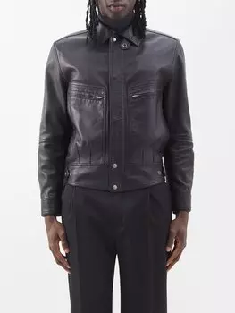 Кожаная куртка с карманом на молнии Saint Laurent, черный