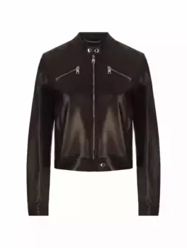 Кожаная куртка с логотипом Dolce&Gabbana, черный