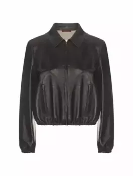 Кожаная куртка с логотипом Gucci, черный