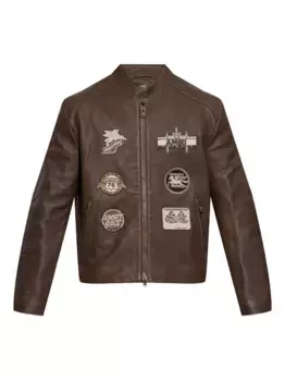 Кожаная куртка с нашивками AMIRI, коричневый