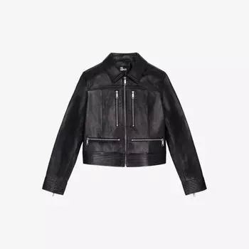 Кожаная куртка с несколькими карманами на молнии The Kooples, черный