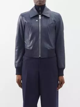 Кожаная куртка с острым воротником Bottega Veneta, синий